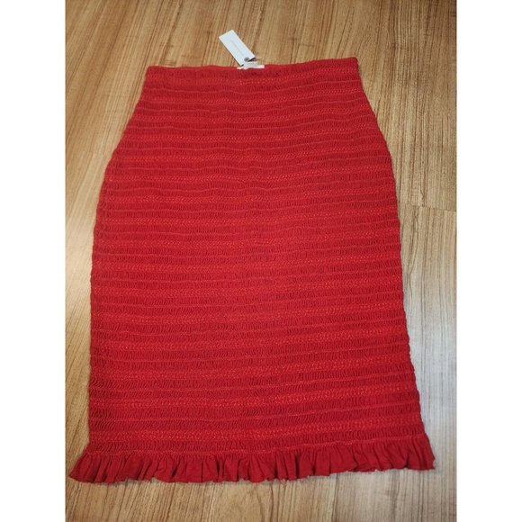 Anthropologie Dresses & Skirts - Maeve Anthropologie Rouge Red Skirt Stetchy Pull On Ruffled Womens Size Medium